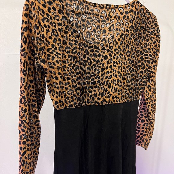90s Leopoard Print Black Dress - Picture 4 of 5